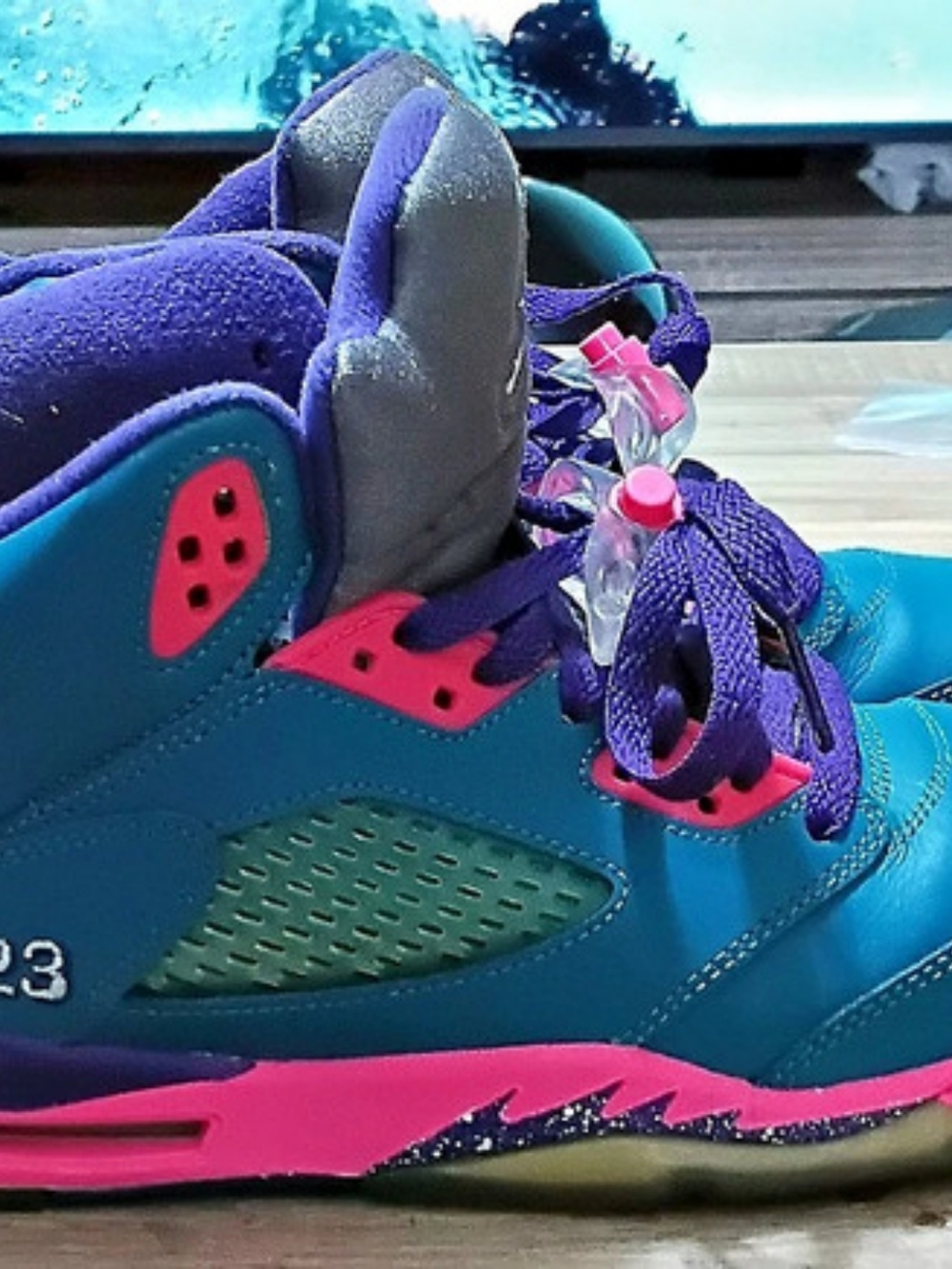 GS) Jordan 5 Retro 'Teal' US 7Y  Very Lightly Used